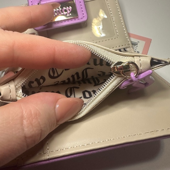 Juicy Couture NWT Miss Juicy Tab Wallet in Violet Tulle and Sand Faux Leather - Picture 11 of 15